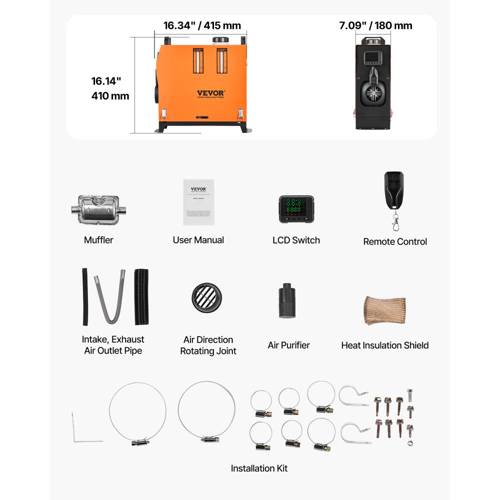Diesel Air Heater Diesel Parking Heater 8 kW DC 12-24V with Remote Control