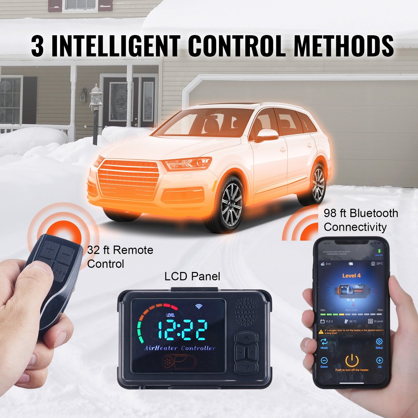 VEVOR 5 KW Diesel Air Heater, Bluetooth App Control All-on-one Diesel Heater with