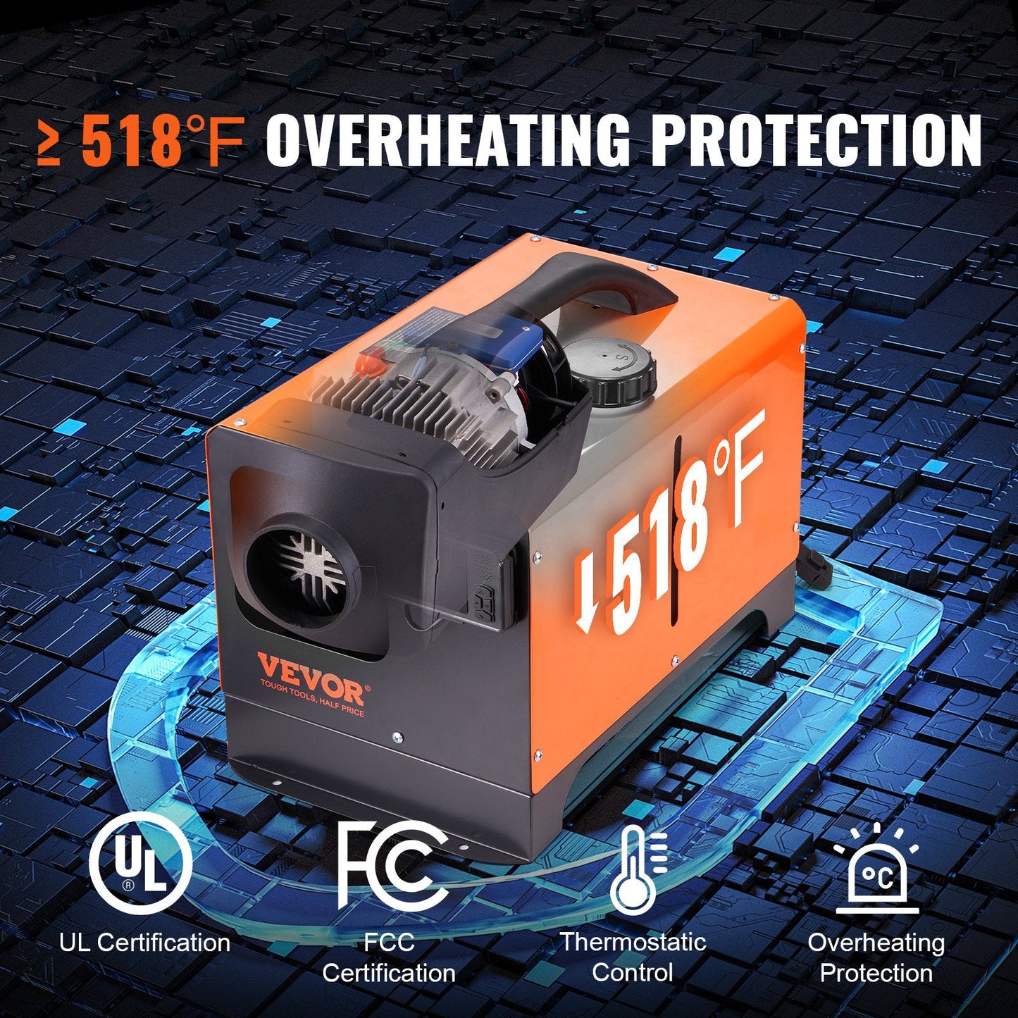 8KW Diesel Air Heater with Bluetooth Control, Quiet Operation, 9.35 kg