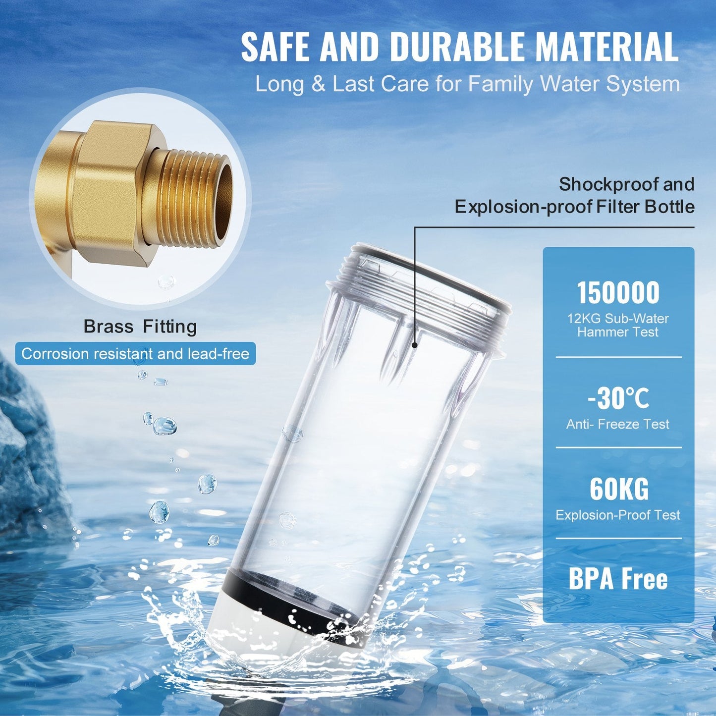 Whole House 40 Micron Sediment Filter, 0.025m for Well Water, 8 T/H Flow Rate