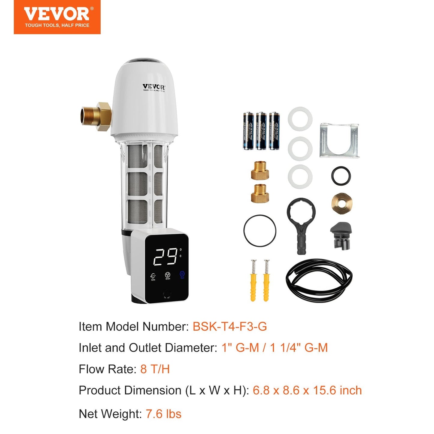 Whole House 40 Micron Sediment Filter, 0.025m for Well Water, 8 T/H Flow Rate