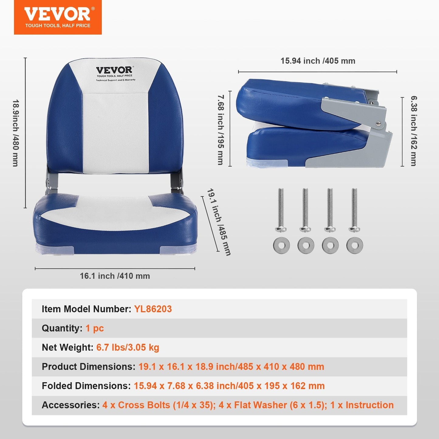 Folding Boat Chair with Ergonomic Design, Waterproof, Space-Saving for Marine Use