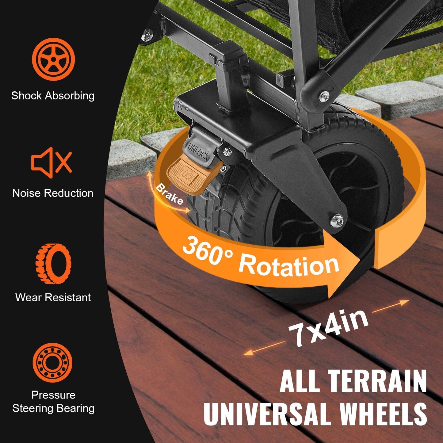 Collapsible Folding Wagon, 3 cu.ft with All-Terrain Wheels, 158 kg Capacity