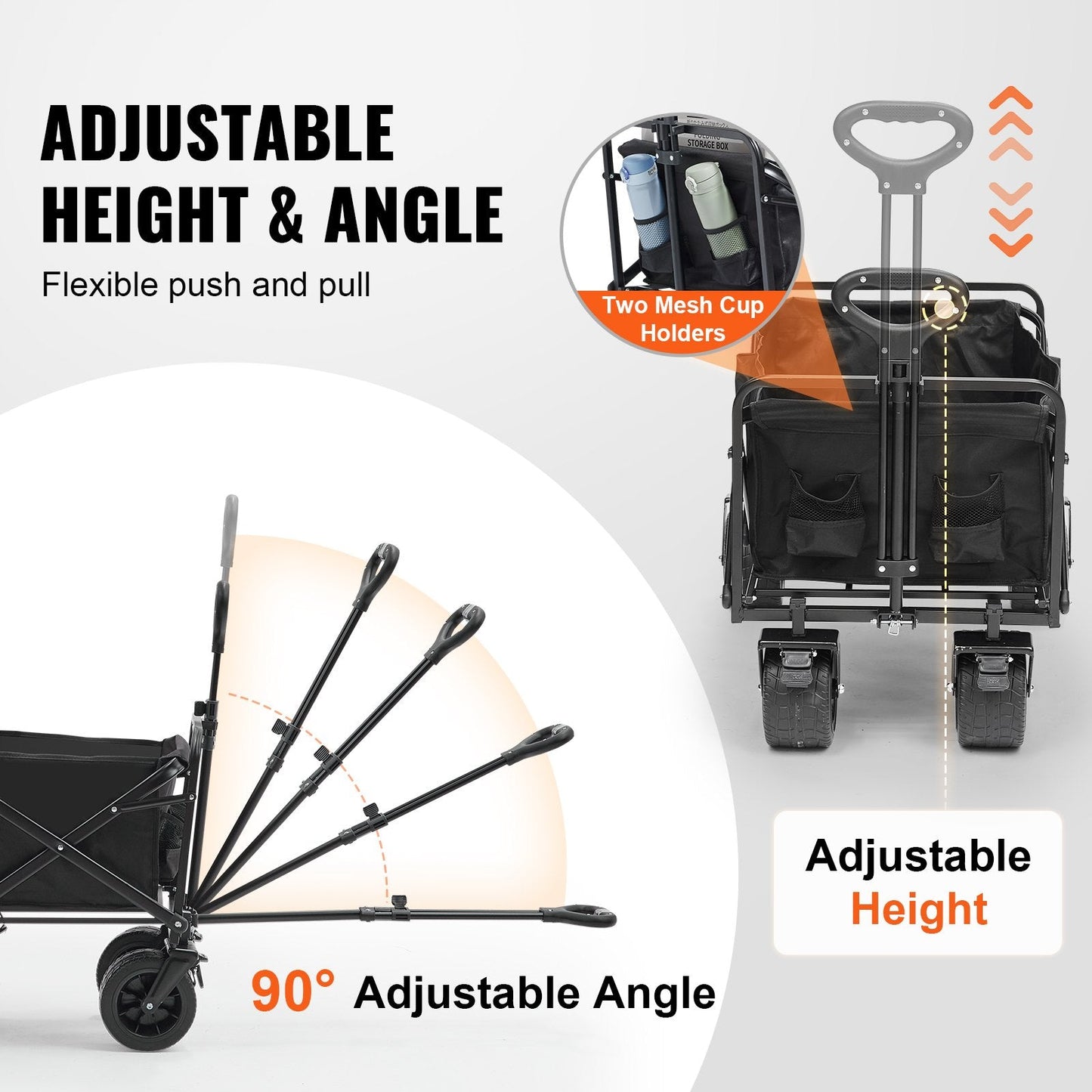 Collapsible Folding Wagon, 3 cu.ft with All-Terrain Wheels, 158 kg Capacity