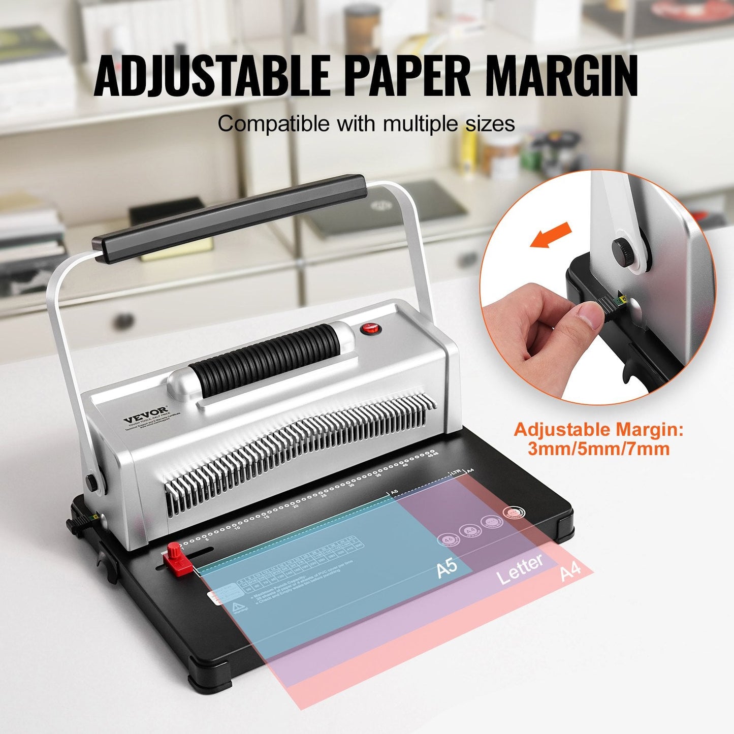 Manual Spiral Binding Machine with Electric Punch, Binds 500 Sheets, 46 Holes