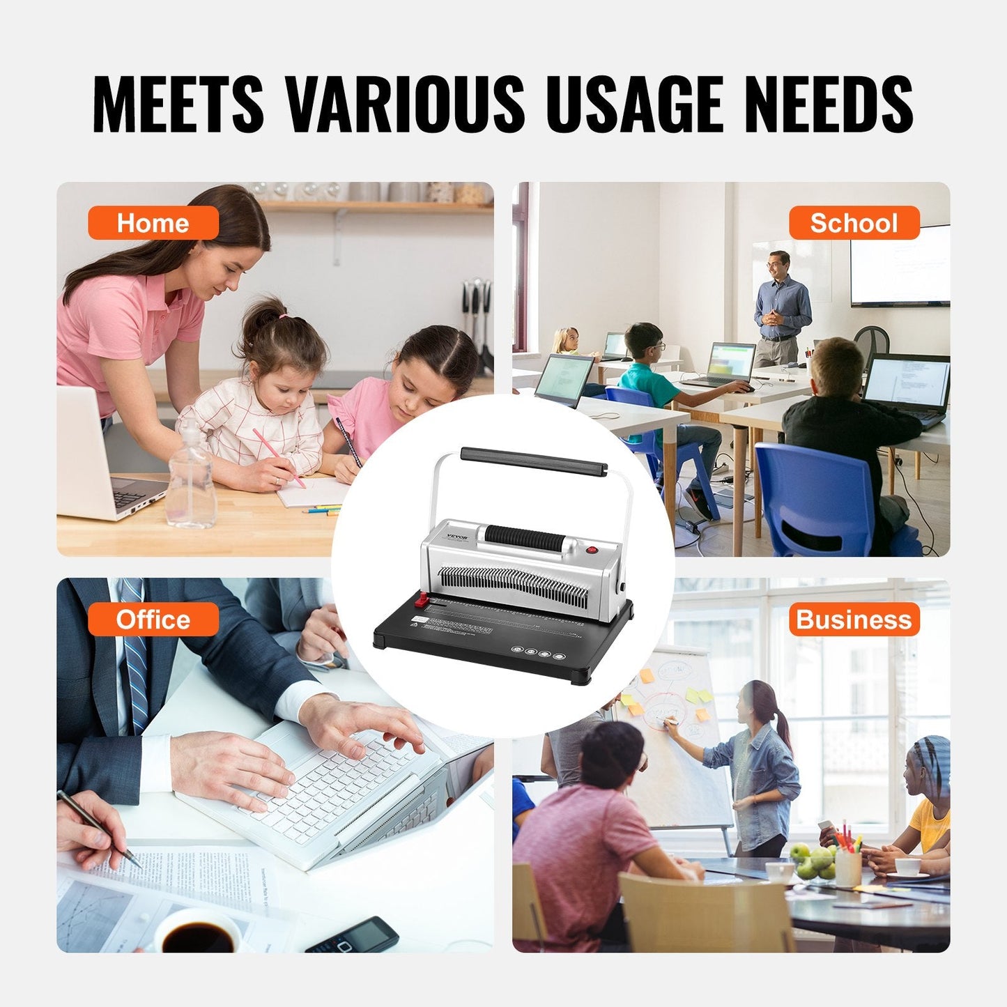 Manual Spiral Binding Machine with Electric Punch, Binds 500 Sheets, 46 Holes