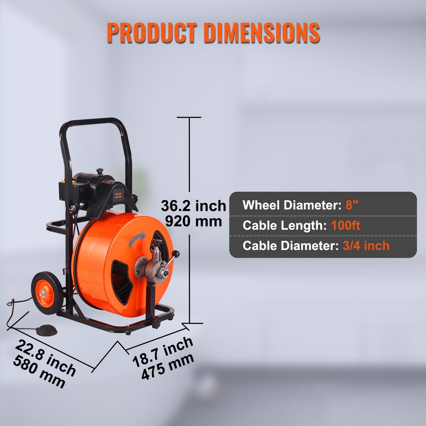 Electric Drain Auger with 30m Cable and Auto Feed System