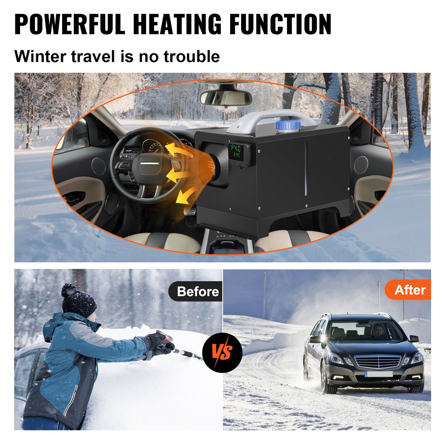 VEVOR Diesel Air Heater 8KW, All in One 12V Truck Heater, Parking Heater with Black