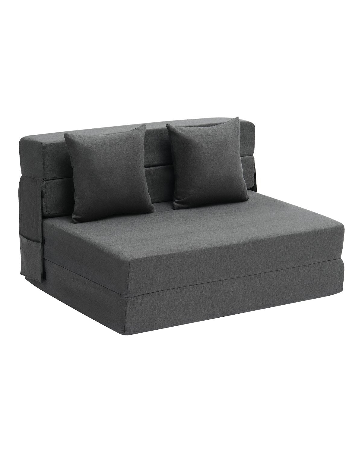 VEVOR Folding Sofa Bed 3-in-1 Foldable Couch Bed with 2 Pillows Dark Grey Twin
