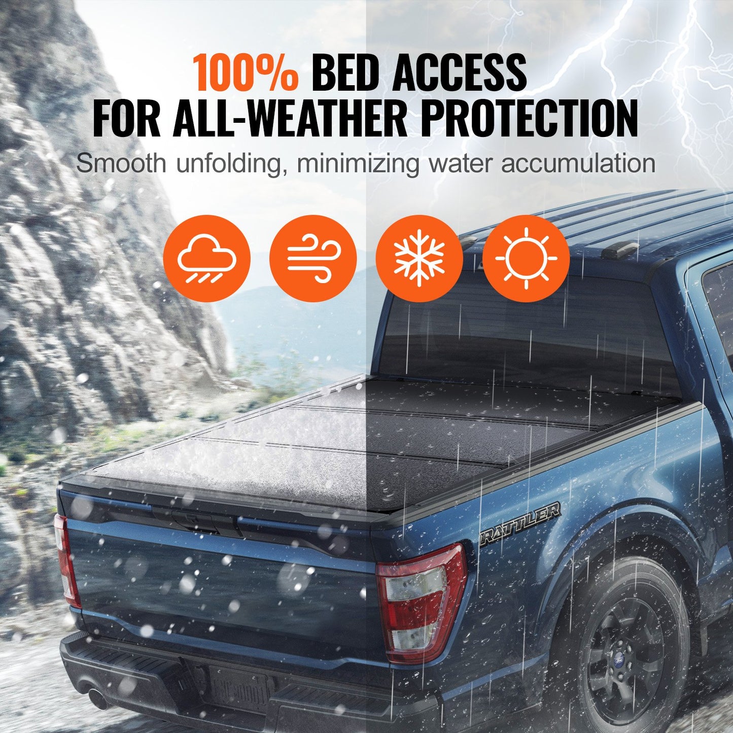 VEVOR Tri-Fold Truck Bed Tonneau Cover, Compatible with 2015-2024 Ford F-150, Lightning,