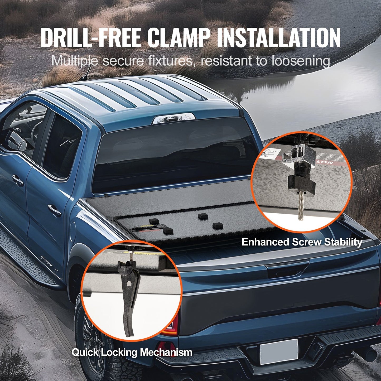 VEVOR Tri-Fold Truck Bed Tonneau Cover, Compatible with 2015-2024 Ford F-150, Lightning,