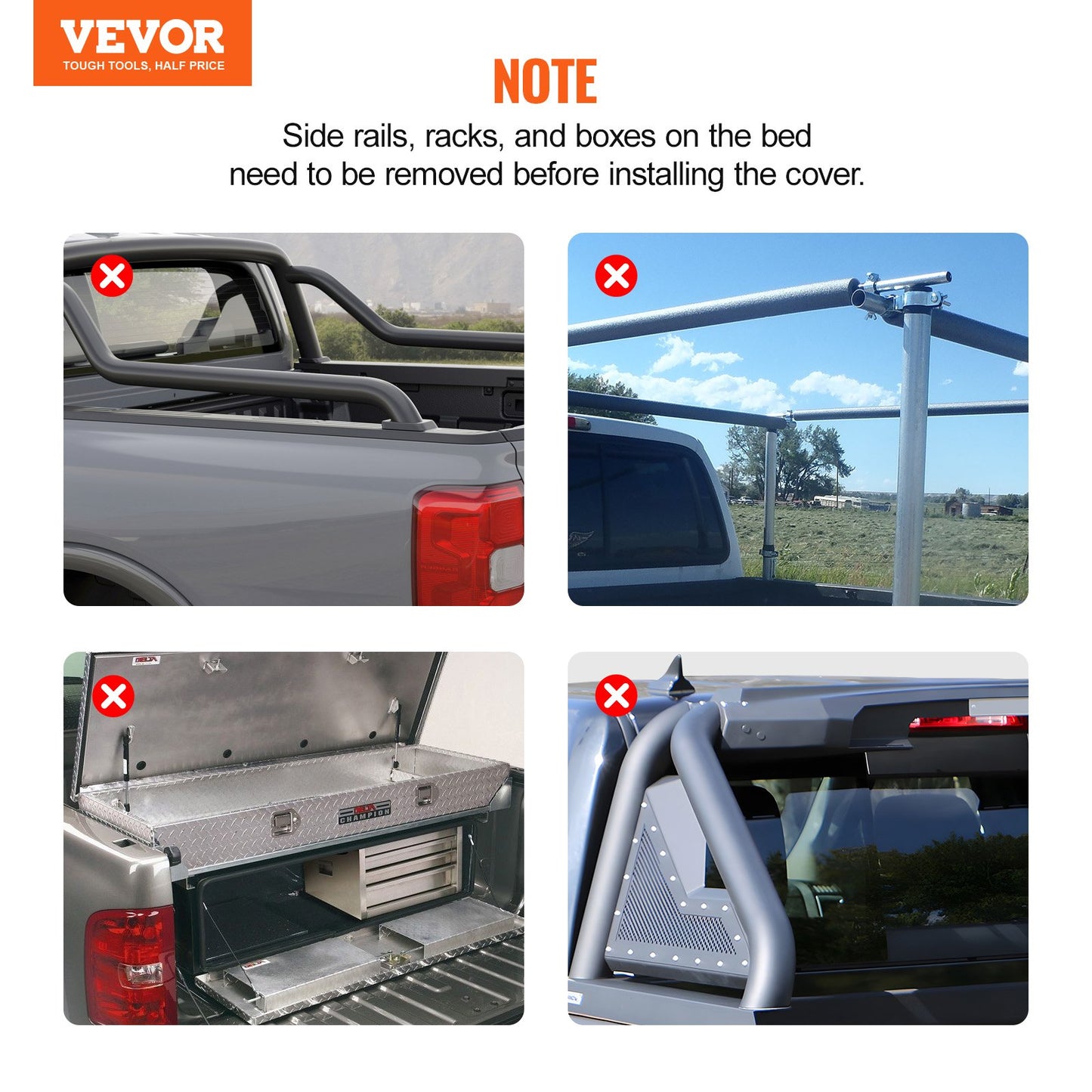 VEVOR Tri-Fold Truck Bed Tonneau Cover, Compatible with 2015-2024 Ford F-150, Lightning,