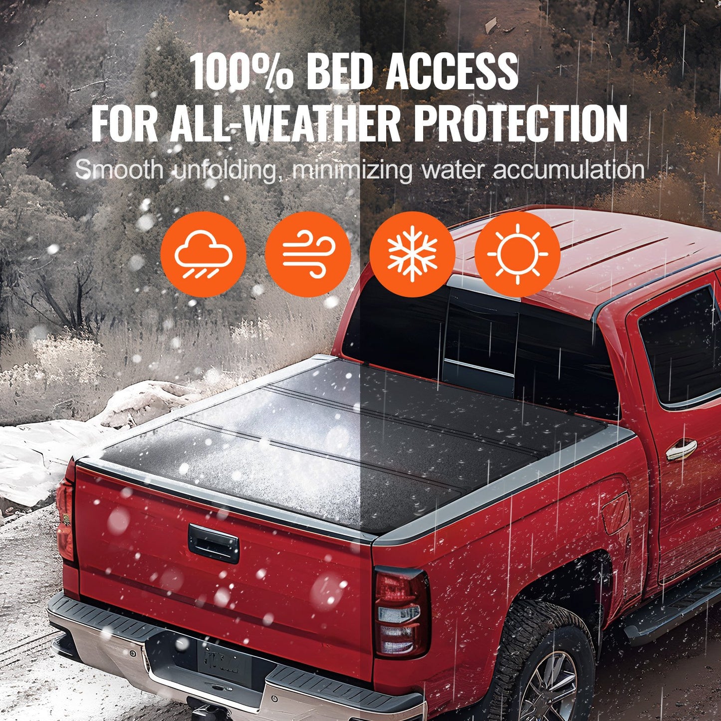 VEVOR Tri-Fold Truck Bed Tonneau Cover, Compatible with 2019-2024 Chevy Silverado