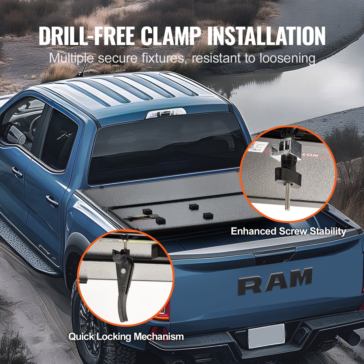 VEVOR Tri-Fold Truck Bed Tonneau Cover, Compatible with 1999-2024 Ford F-250 F-350