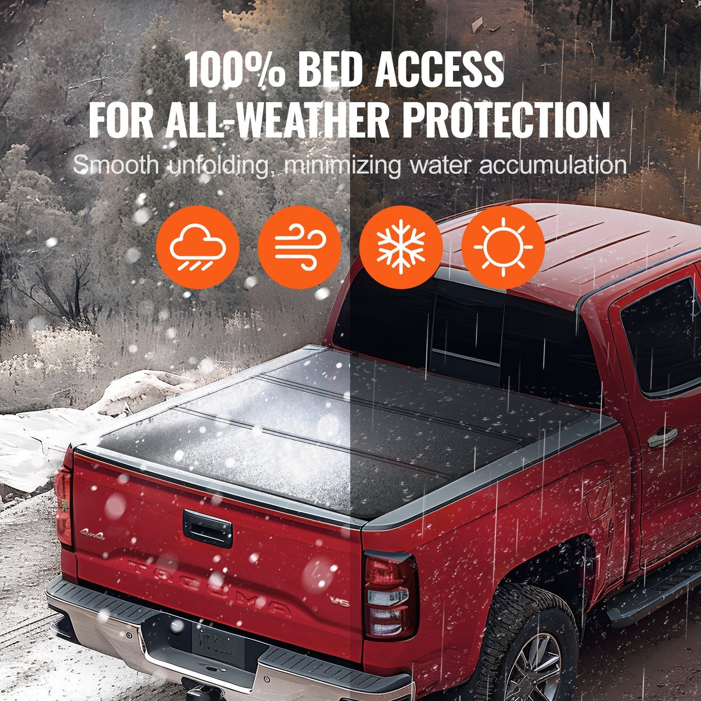 VEVOR Tri-Fold Truck Bed Tonneau Cover, Compatible with 2016-2023 Toyota Tacoma,