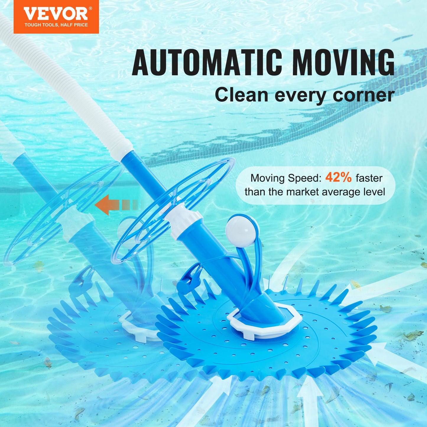 VEVOR Automatic Suction Pool Cleaner, Low Noise Pool Vacuum Cleaner with Extra Diaphragm,