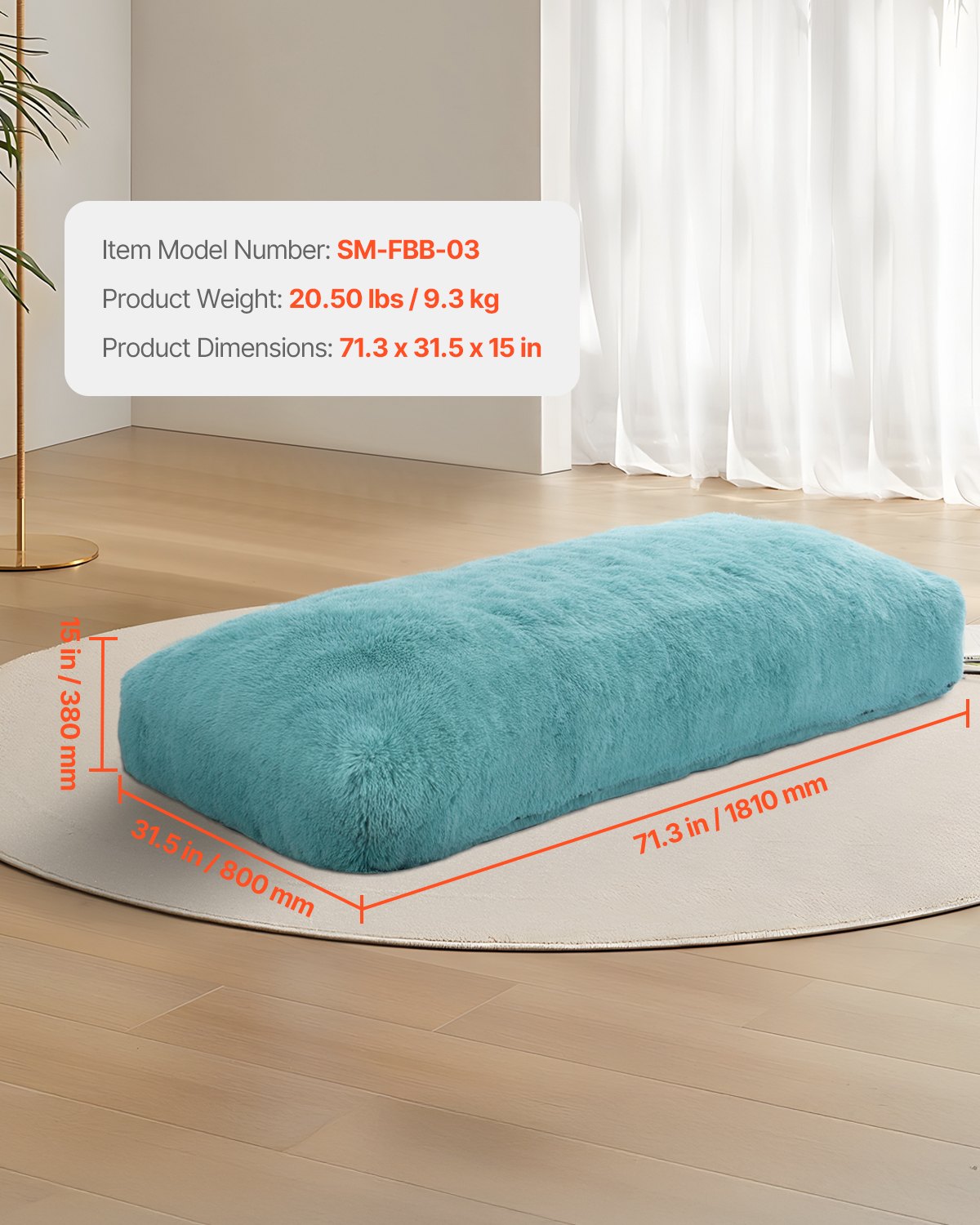 VEVOR Bean Bag Chair with Removable & Washable Cover for Adult Fluffy Plush Blue