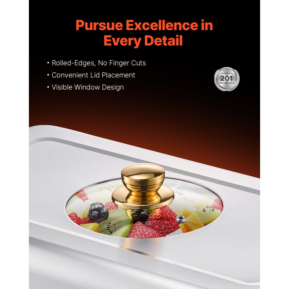 VEVOR 4 Qt 2 Pack Rectangle Chafing Dish Buffet Set Halfsize Pan Stainless Steel