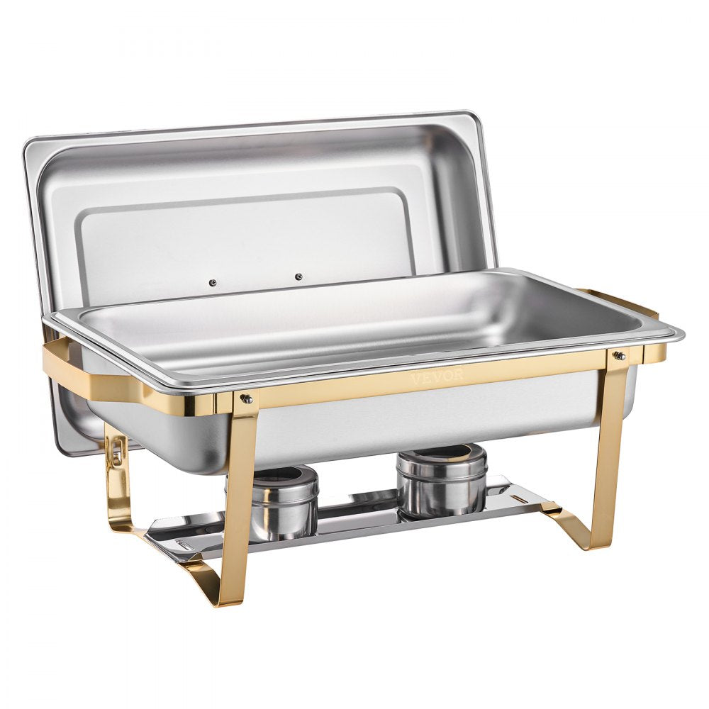 VEVOR 8 Qt 4 Pack Rectangle Chafing Dish Buffet Set Full-Size & Half-Size Pans