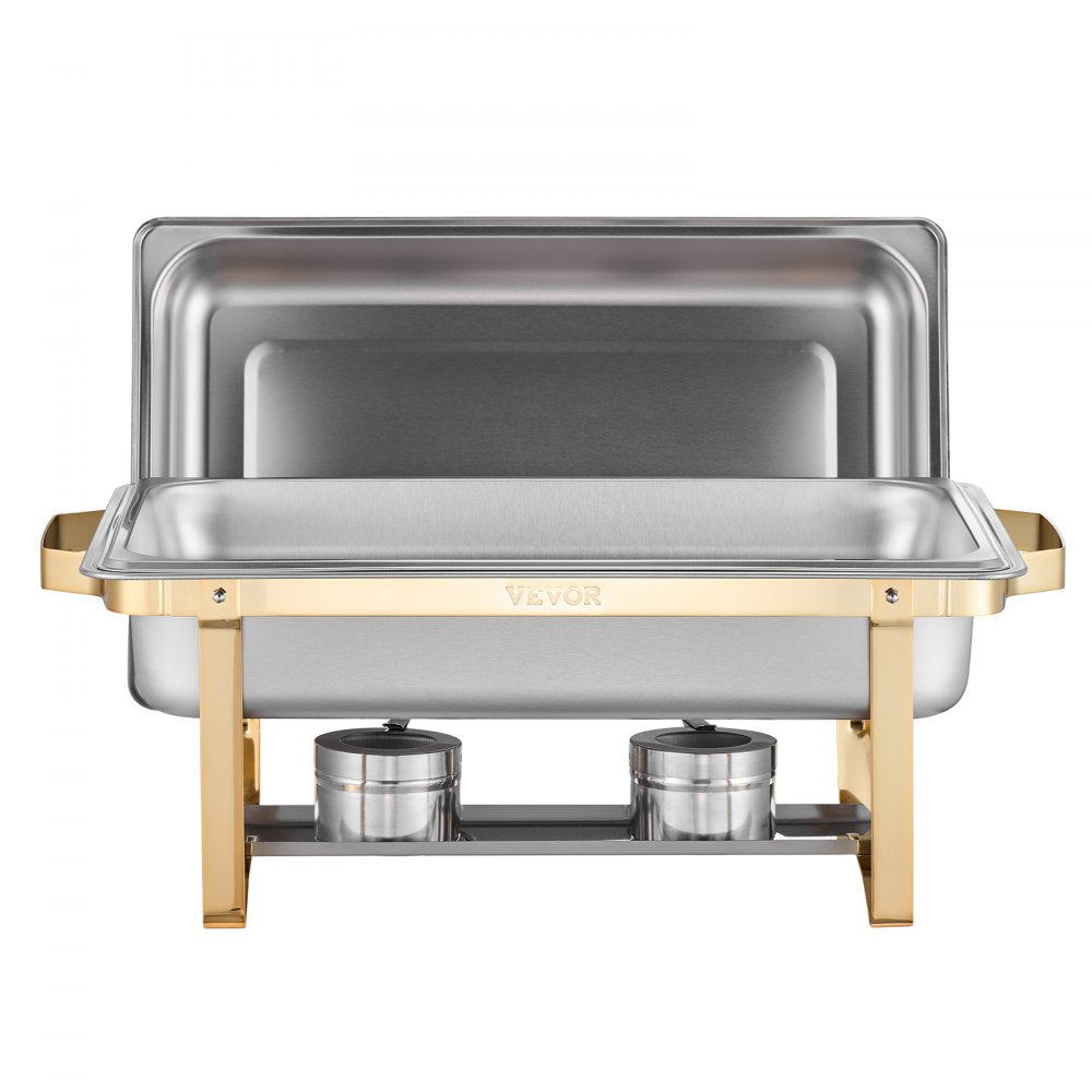 VEVOR 8 Qt 4 Pack Rectangle Chafing Dish Buffet Set Full-Size & Half-Size Pans