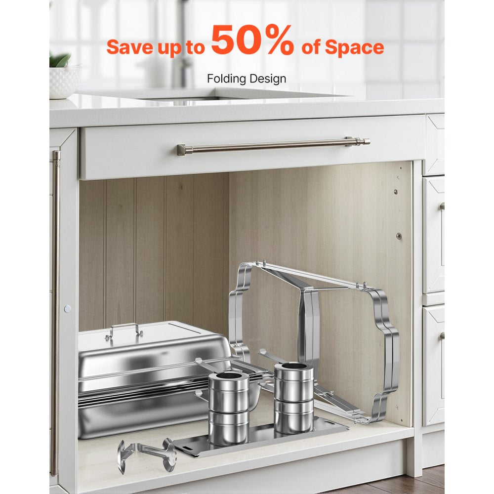 VEVOR 8 Qt 4 Pack Rectangle Chafing Dish Buffet Set Fullsize Pan Stainless Steel