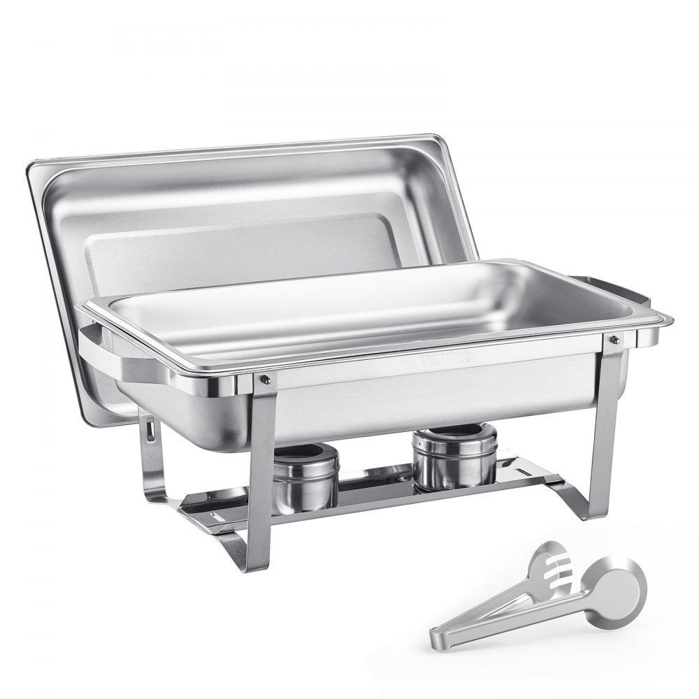 VEVOR 8 Qt 4 Pack Rectangle Chafing Dish Buffet Set Fullsize Pan Stainless Steel