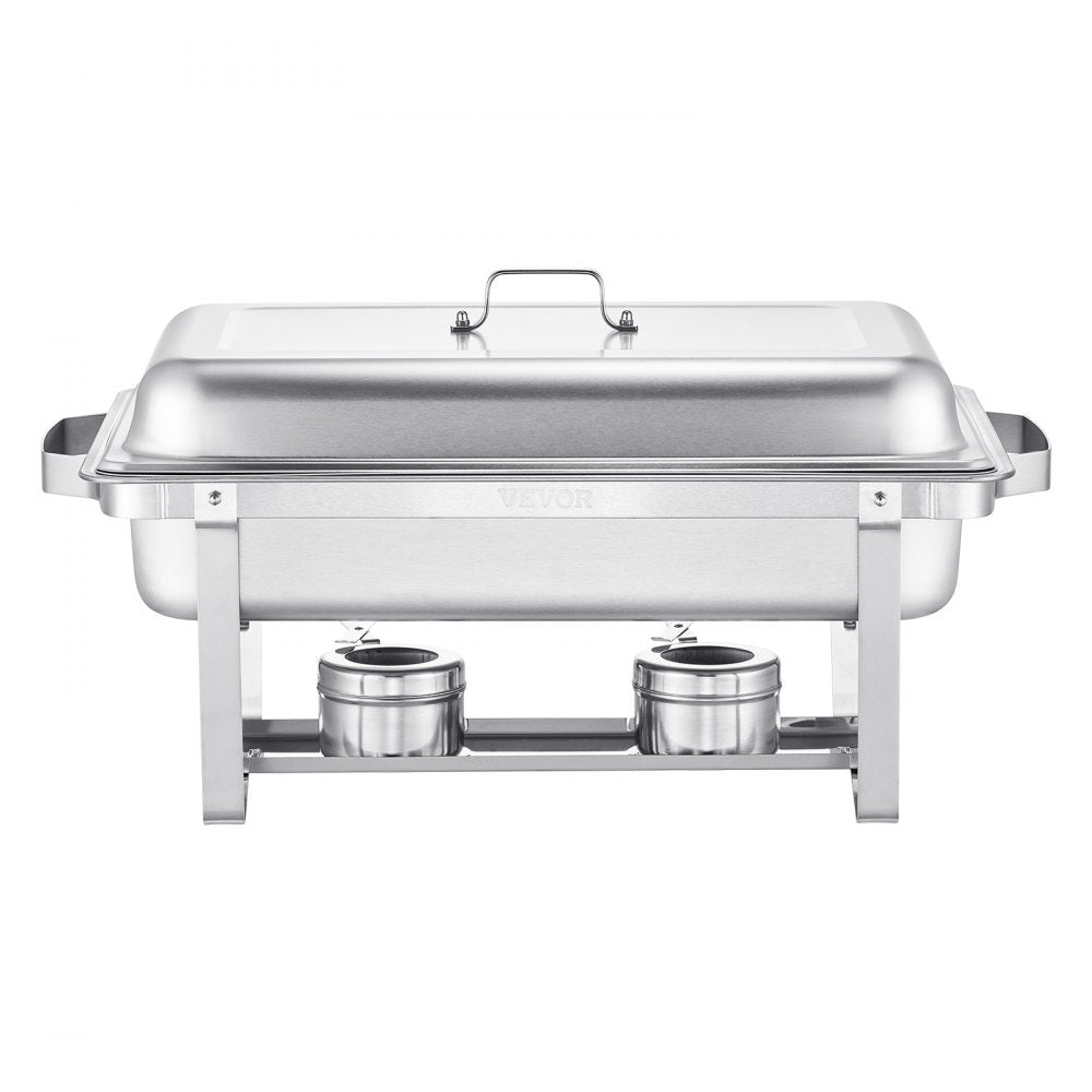VEVOR 8 Qt 4 Pack Rectangle Chafing Dish Buffet Set Fullsize Pan Stainless Steel
