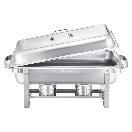 VEVOR 8 Qt 4 Pack Rectangle Chafing Dish Buffet Set Fullsize Pan Stainless Steel