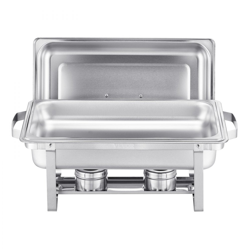 VEVOR 8 Qt 6 Pack Rectangle Chafing Dish Buffet Set Fullsize Pan Stainless Steel