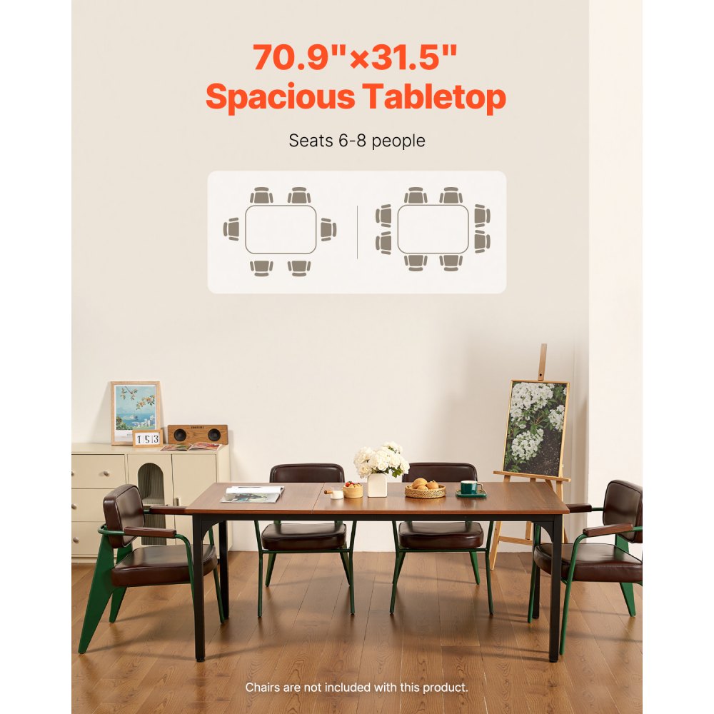 VEVOR 71in Rectangle Dining Table Wood Kitchen Table for 6-8 Person (Only Table)