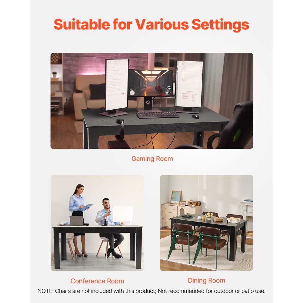 VEVOR 63in Rectangle Dining Table Wood Kitchen Table for 4-6 Person (Only Table)