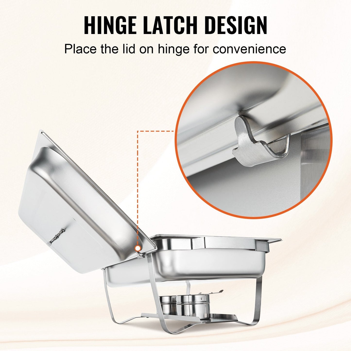 2-Pack Rectangle Chafing Dish Set with Full and Half-Size Pans, Stainless Steel