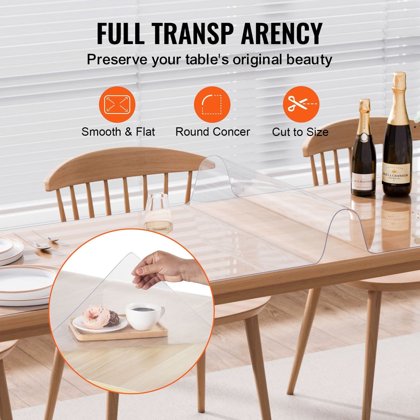 Clear PVC Desk Protector, 0.6x2.4m, 1.5mm Thick, Cut to Fit, Easy Maintenance