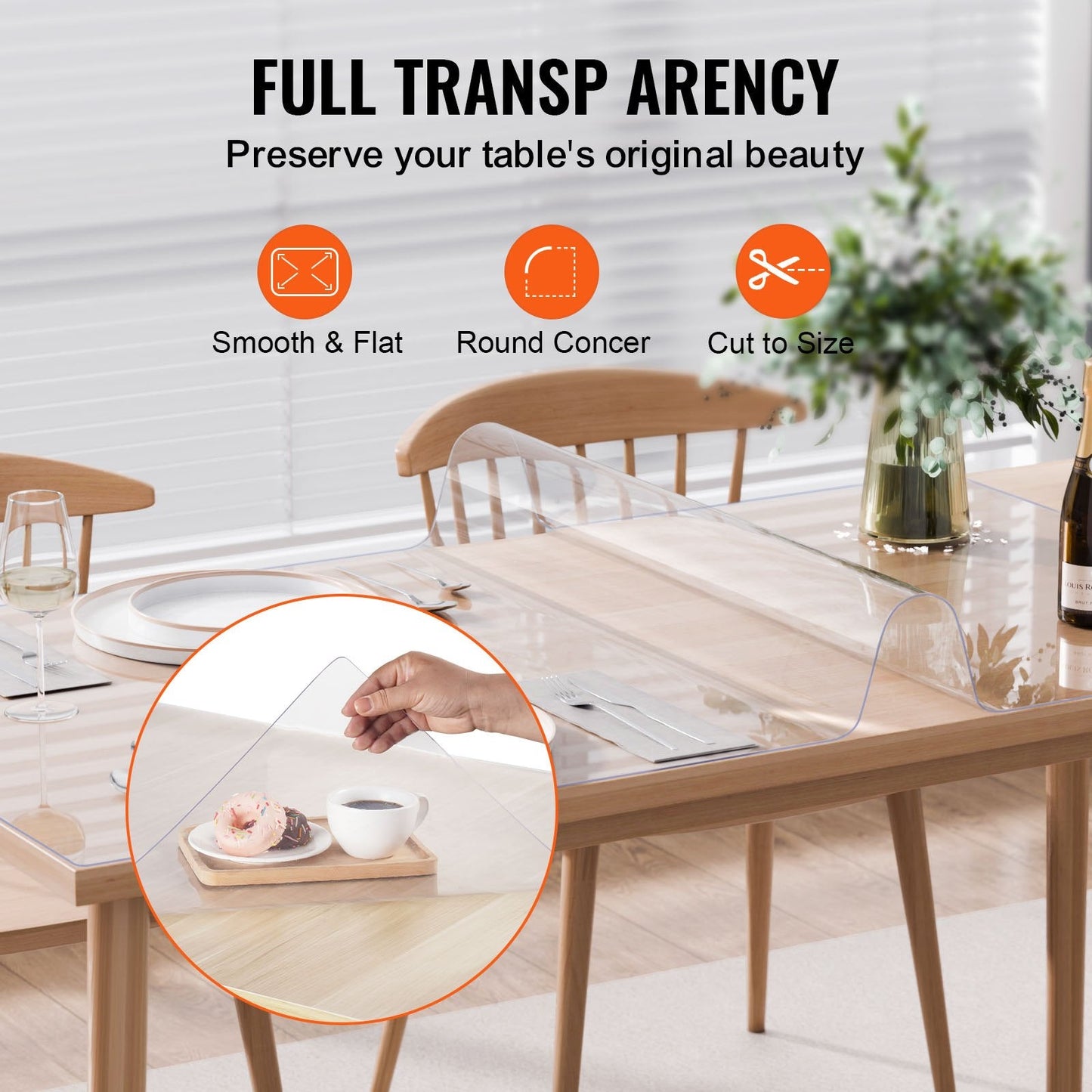 Clear PVC Table Protector, 0.76x1.52m, 1.5mm Thick, Transparent Desk Cover