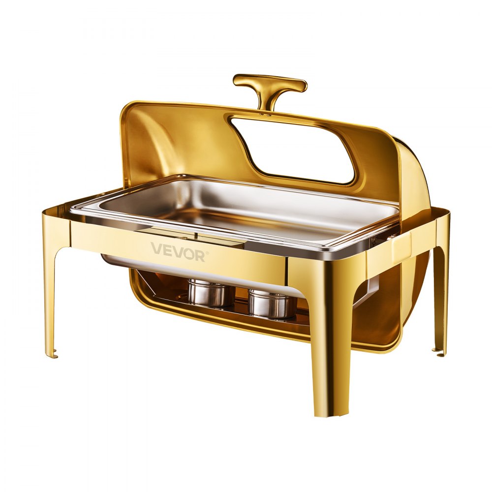 VEVOR 9Qt Rectangle Roll Top Chafing Dish Set with Full-Size Pan Stainless Steel
