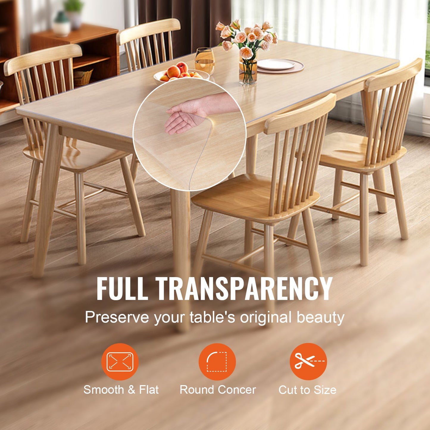 VEVOR Clear Table Cover Protector, 24" x 48"/613 x 1230.2 mm Table Cover, 1.5 mm