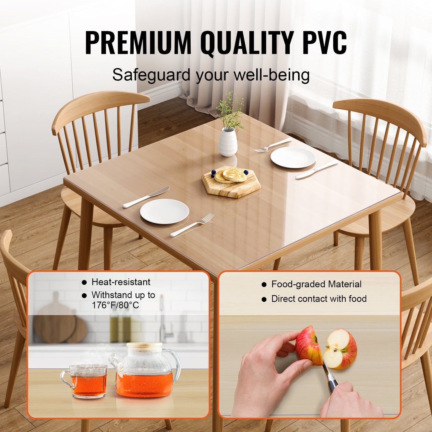 Clear PVC Table Protector, 0.3 x 0.3 Meter, 1.5 mm Thick, Waterproof Square Cover