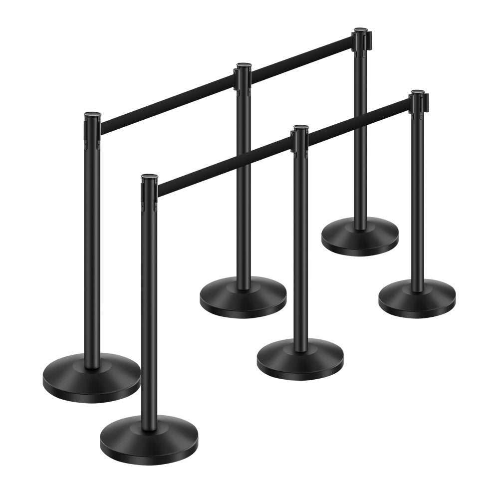 VEVOR 6 Pcs Stanchion Post with 4 Retractable Belts & Sand Injection Hollow Base