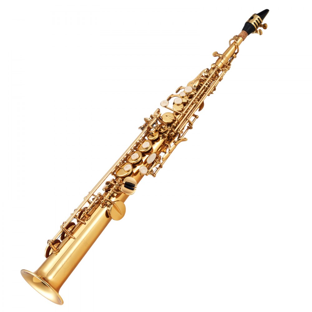 VEVOR Gold Brass Straight Soprano Saxophone B Flat Sax with Case Mouthpiece