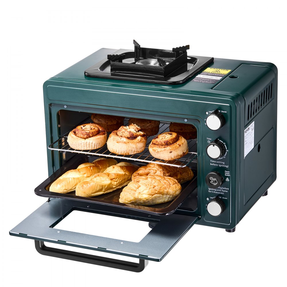 VEVOR Outdoor Oven 2-in-1 Portable Gas Camping Stove Oven Combo Adjustable Fire