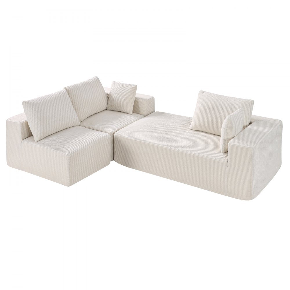 Modular Sectional Sofa L Shaped Cloud Couch with Chaise and Cushion Beige