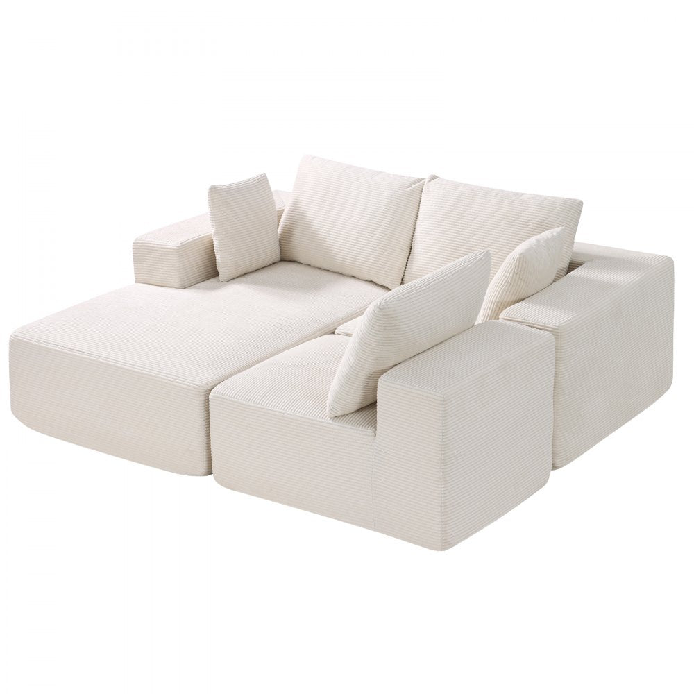 Modular Sectional Sofa L Shaped Cloud Couch with Chaise and Cushion Beige