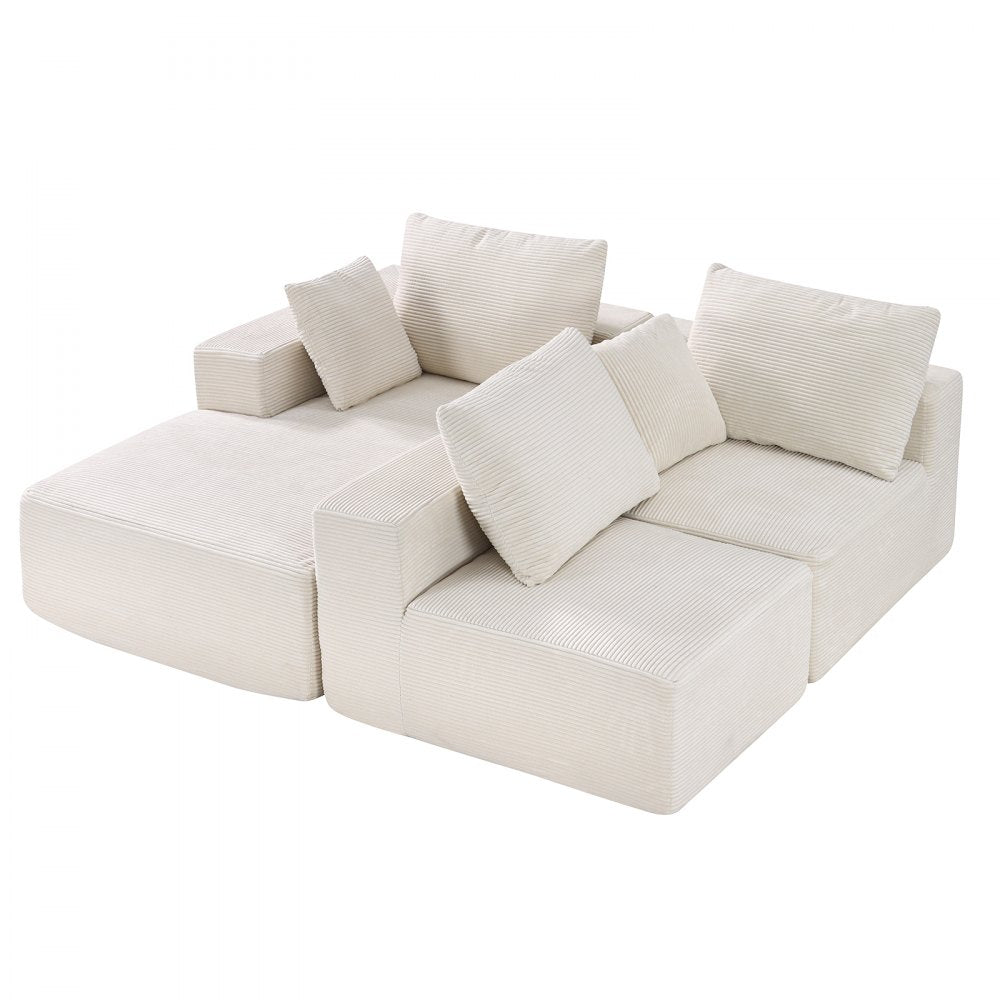 Modular Sectional Sofa L Shaped Cloud Couch with Chaise and Cushion Beige