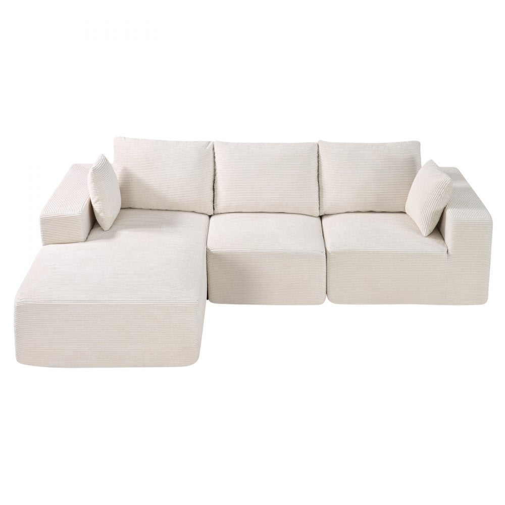 Modular Sectional Sofa L Shaped Cloud Couch with Chaise and Cushion Beige