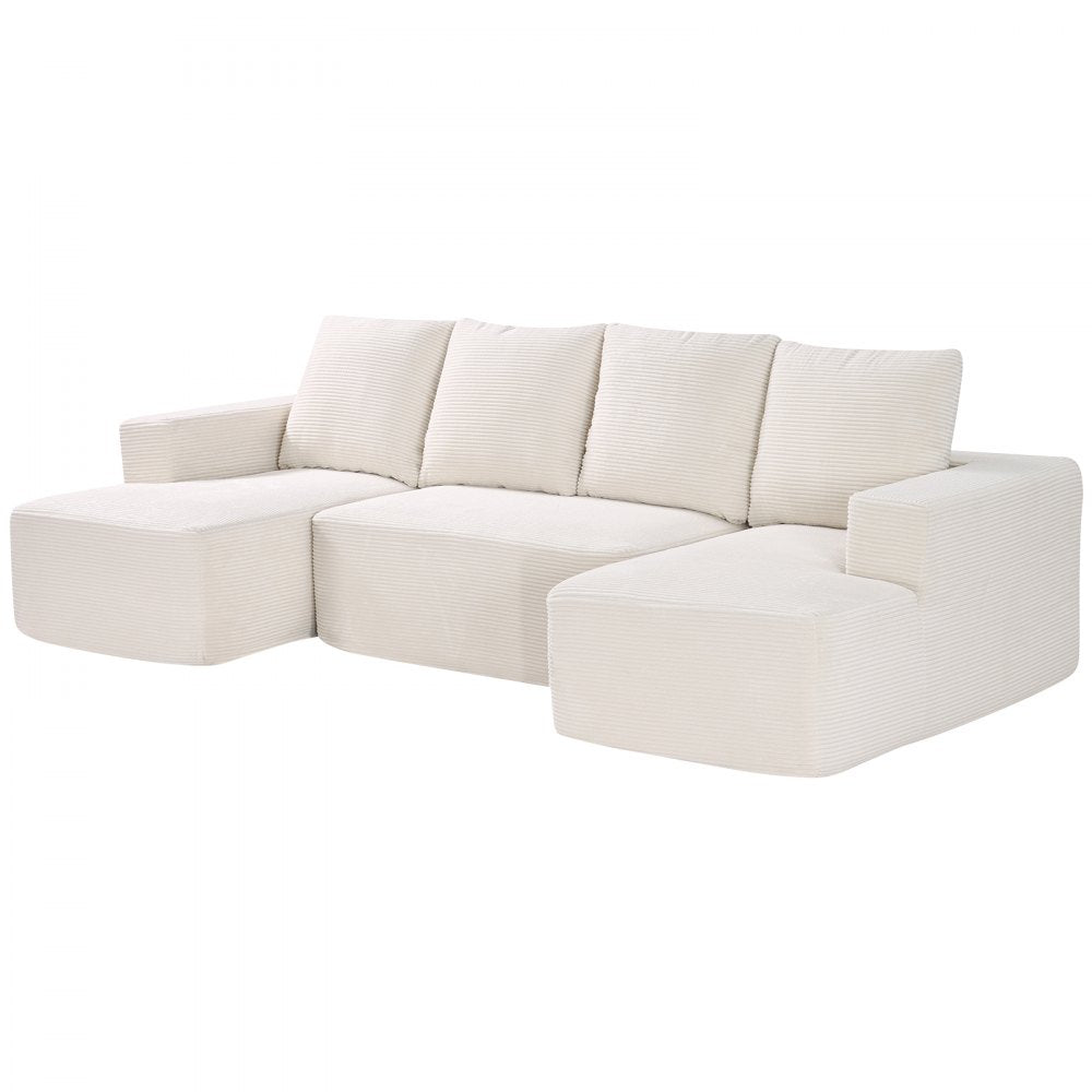 Modular Sectional Sofa U Shaped Cloud Couch with Chaise and Cushion Beige