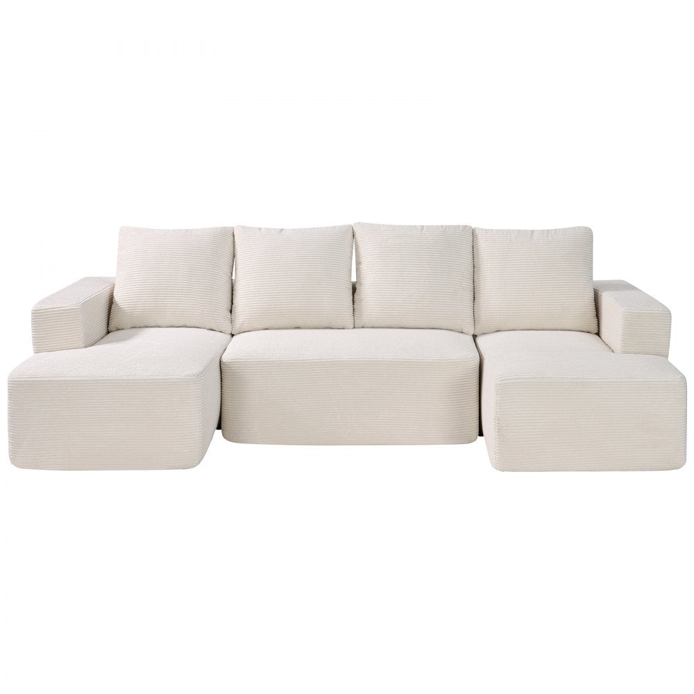 Modular Sectional Sofa U Shaped Cloud Couch with Chaise and Cushion Beige