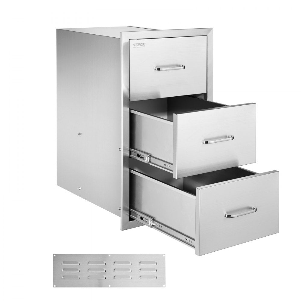 VEVOR Outdoor Kitchen Drawers Triple BBQ Access Drawers Island 18.5x22.5x22.5 in