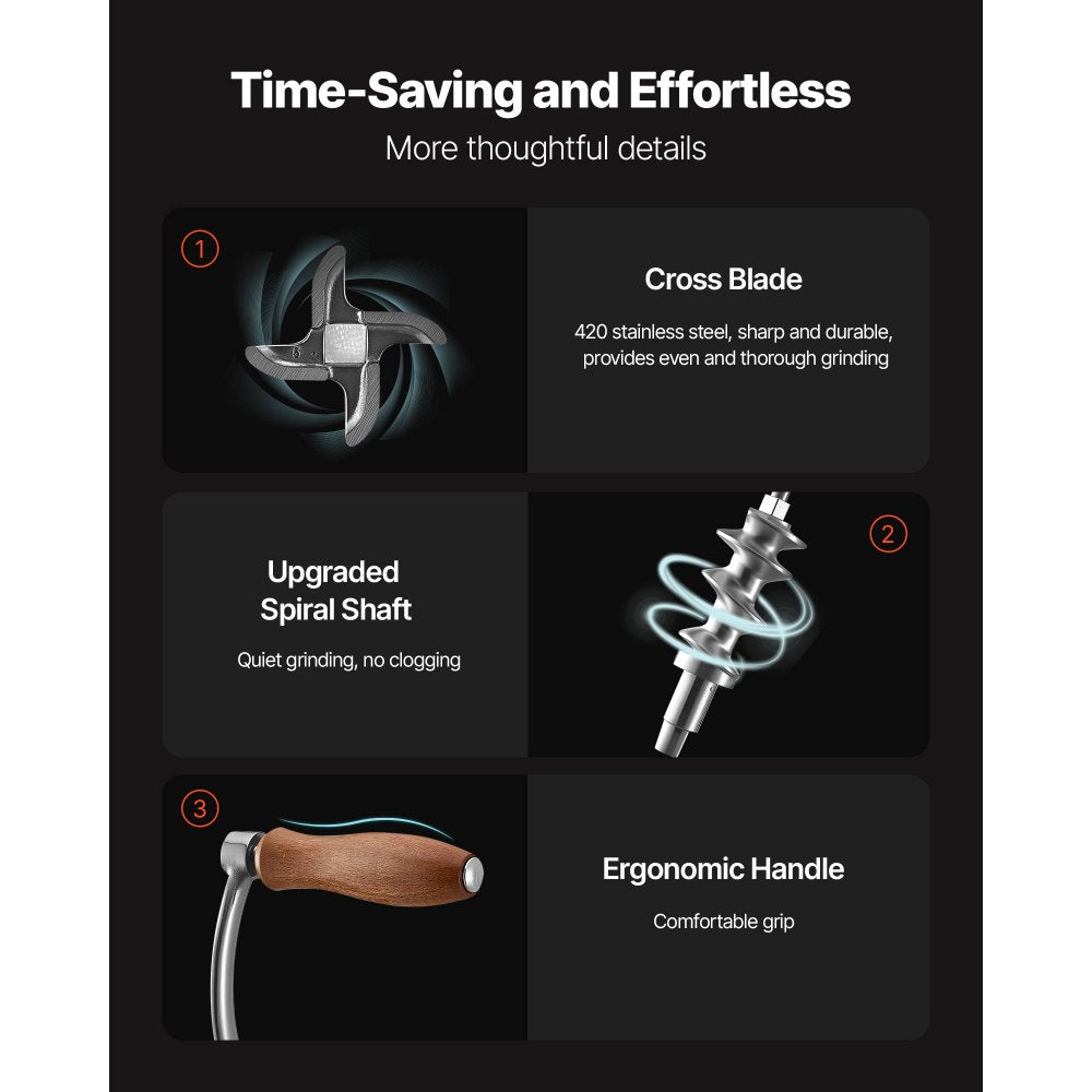 Manual Meat Grinder Mincer Sausage Stuffer Table Clamp 304 Stainless Steel