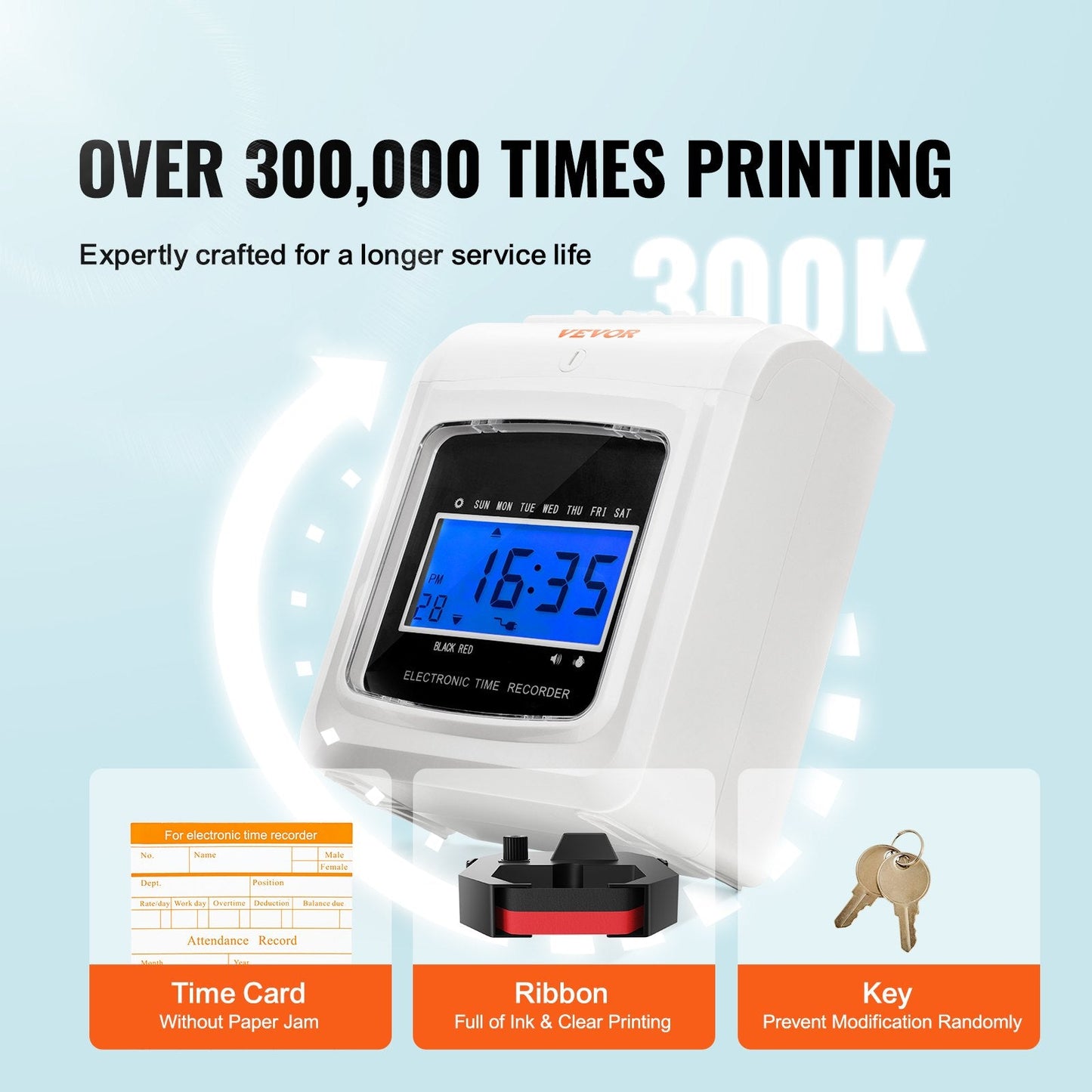 Employee Time Clock with 6 Punches/Day, Includes 102 Cards & Ink Ribbon