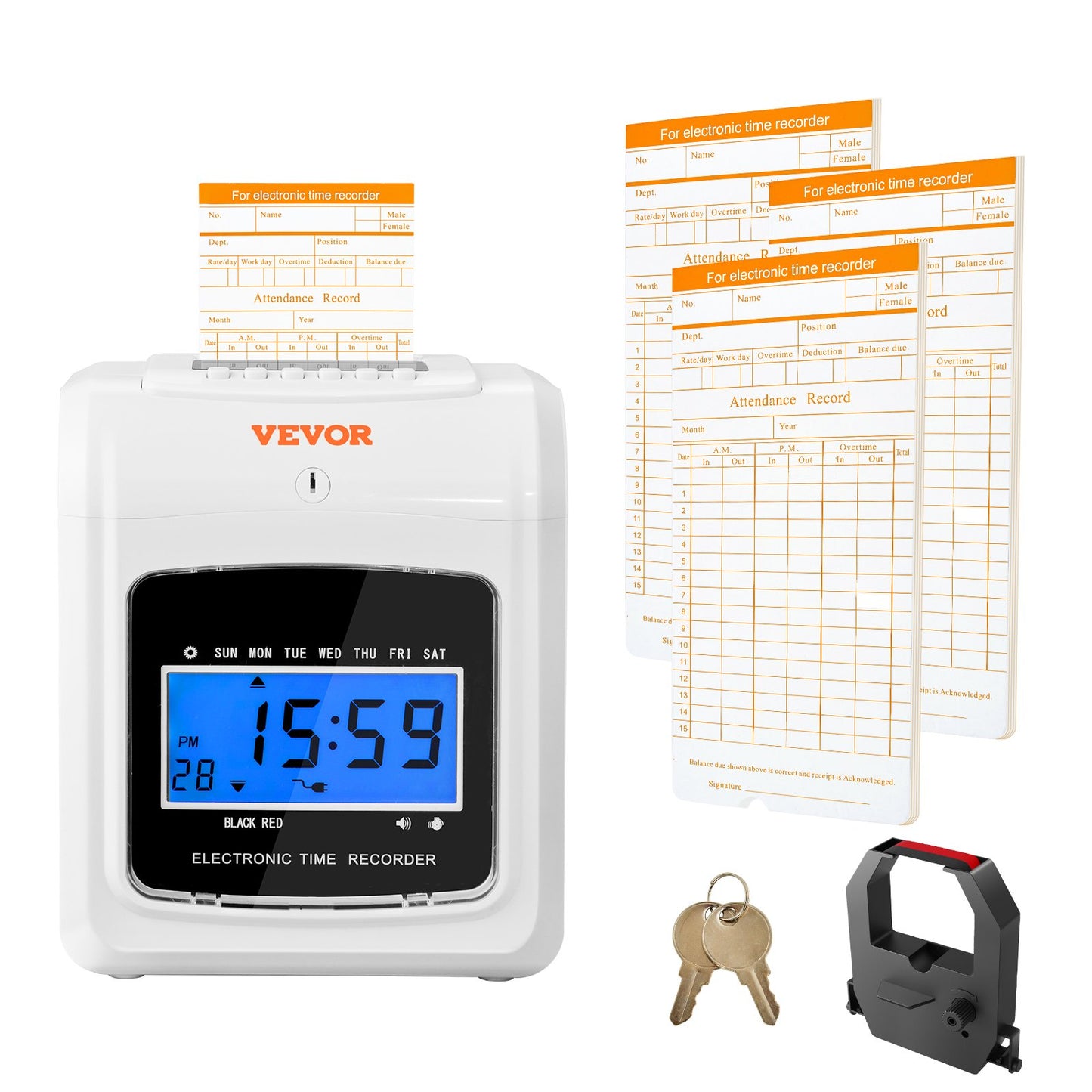 VEVOR Punch Time Clock, Time Tracker Machine for Employees of Small Business, 6